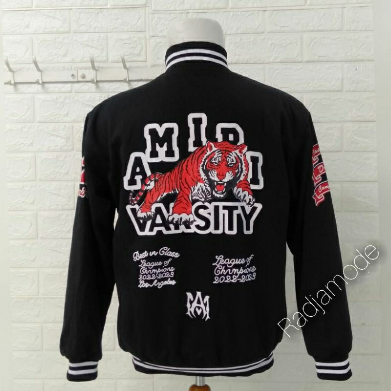 Baseball Varsity model distro unisex khusus hitam gambar harimau size L
