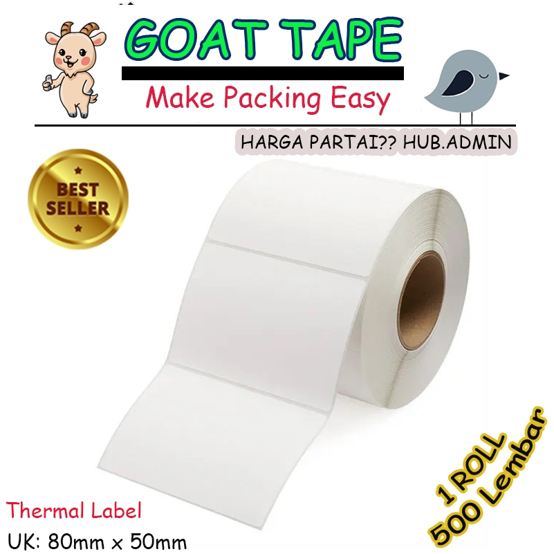 

Kertas Sticker Label Thermal Resi 80x50 mm | isi 500 Lembar per Roll