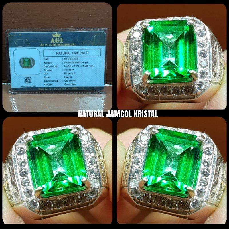 NATURAL 100% JAMRUD COLOMBIA SUPER + RING PERAK