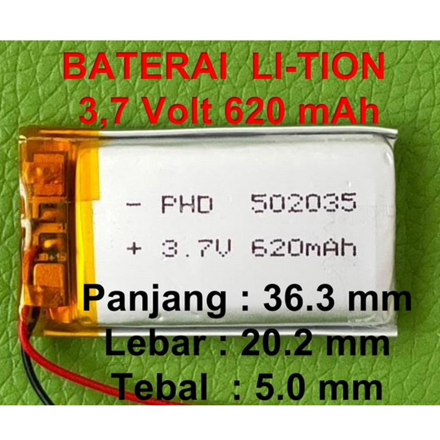 Baterai  Lithium Li-ion  3.7 v