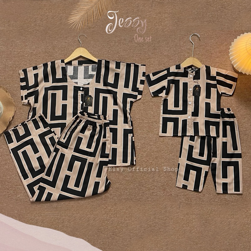 One set couple setelan piyama ibu dan anak bahan rayon