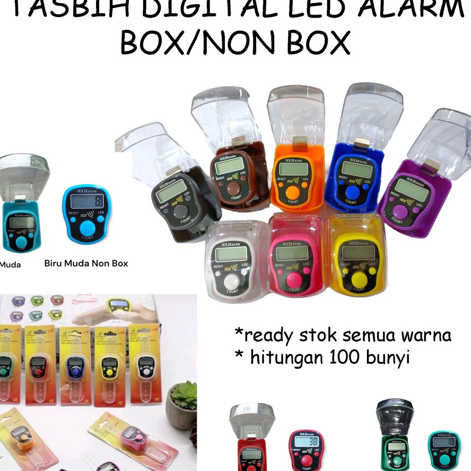 PRODUK TREND Tasbih Alarm LED SHX5136Digital Finger Counter LED Alarm 1 Akan Bunyi 3 Tombol