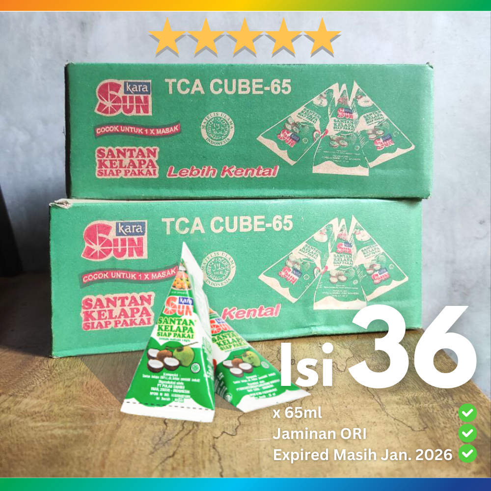 

Santan SUN Kara 1 Dus (36 x 65ml) TERLARIS Kemasan Tube Segitiga Santan Cair Instan Tahan Lama 2026