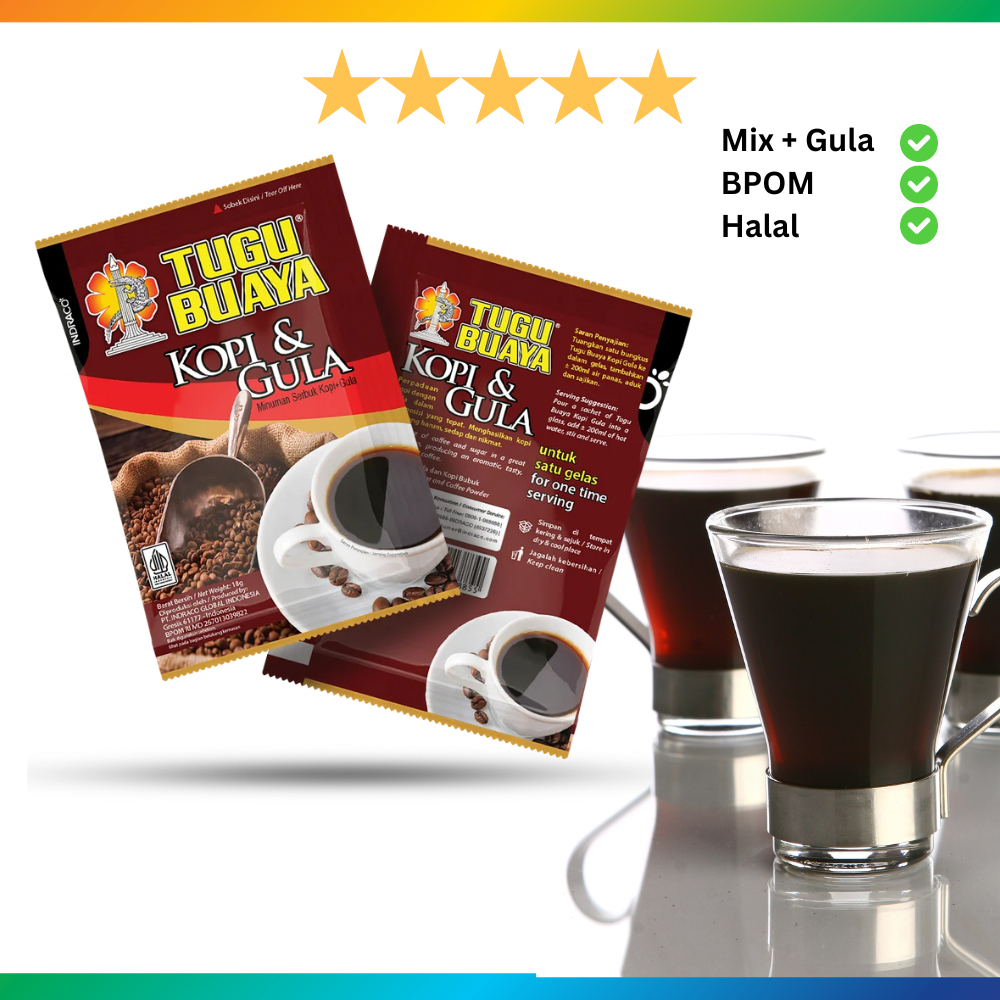 

Kopi Gula (10 sachet x 18g) TERLARIS Tugu Buaya Kopi Hitam Mix Siap Seduh