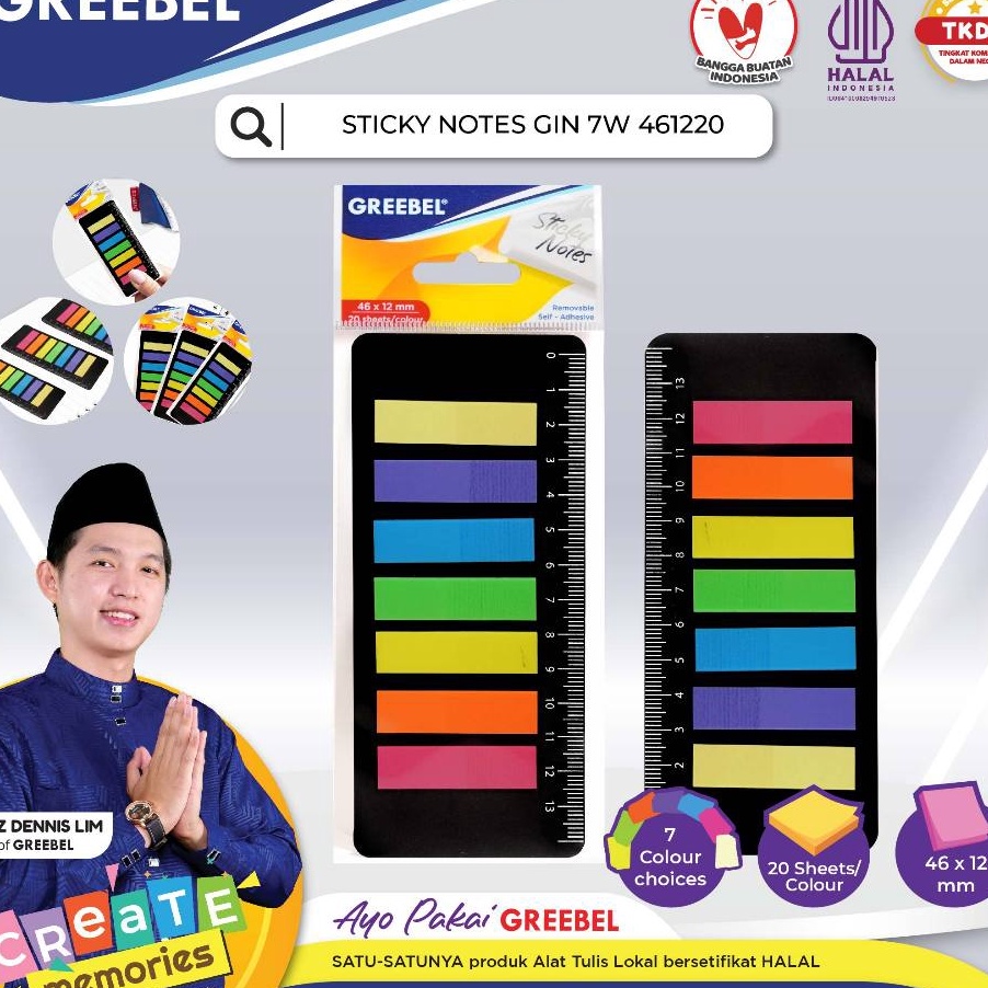 

BIG PROMO GREEBEL STICKY NOTES GIN 7W 46122 KOTAK Memo Pad NoteDIY PlannerKertas Bentuk Warna warni