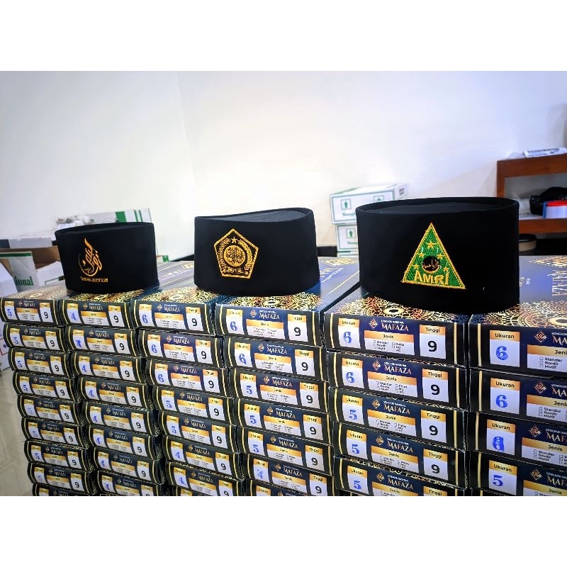 Peci Bordir Logo Custom sesuai Selera, Songkok kopiah hitam berkualitas