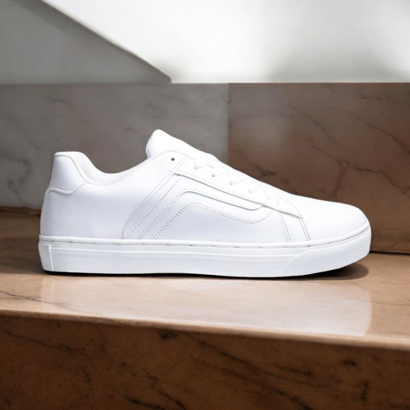 Sepatu Sneakers Casual Pria Wanita Orlando Full White Putih Polos 37-44 Shoes Snekers KasuaL