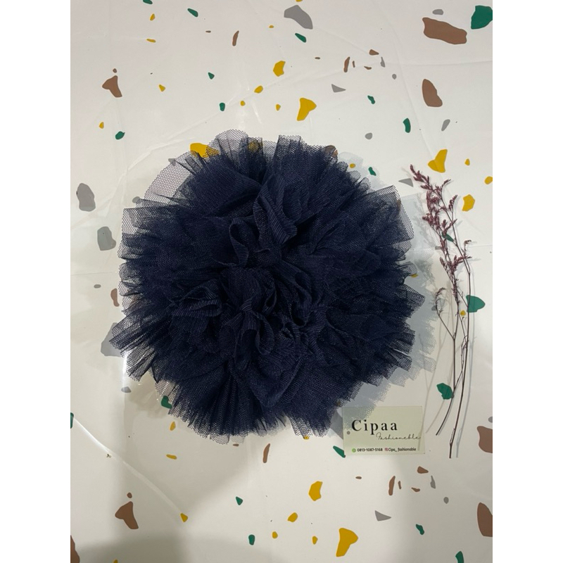 Cepol Scrunchie tile premium Uk jumbo/ikat rambut hijab 24cm warna(navy/biru dongker)