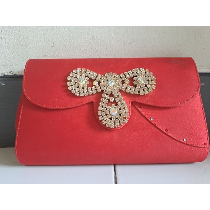 clutch,tas pesta merah mewah