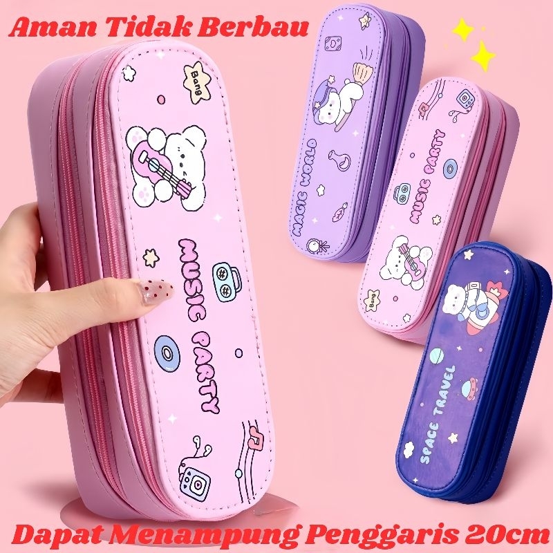 

KOTAK PENSIL 2 LAYER MOTIF LUCU/ Kotak Pensil Alat Tulis Style Korea / Pouch Pancil case waterproof