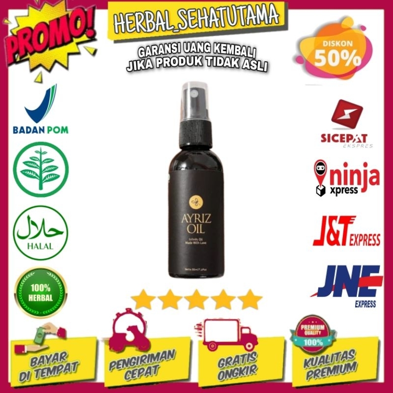 AYRIZ OIL ORIGINAL minyak terapi herbal SIZE 50/100ml, AYRIZ OIL ASLI, AIRIS OIL ORIGINAL MINYAK HER