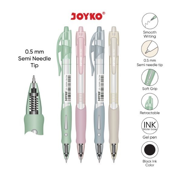 

Pulpen / Ballpoint Joyko GP -265 PASTEL / GP- 265 (Q- GEL) 0,5 HITAM