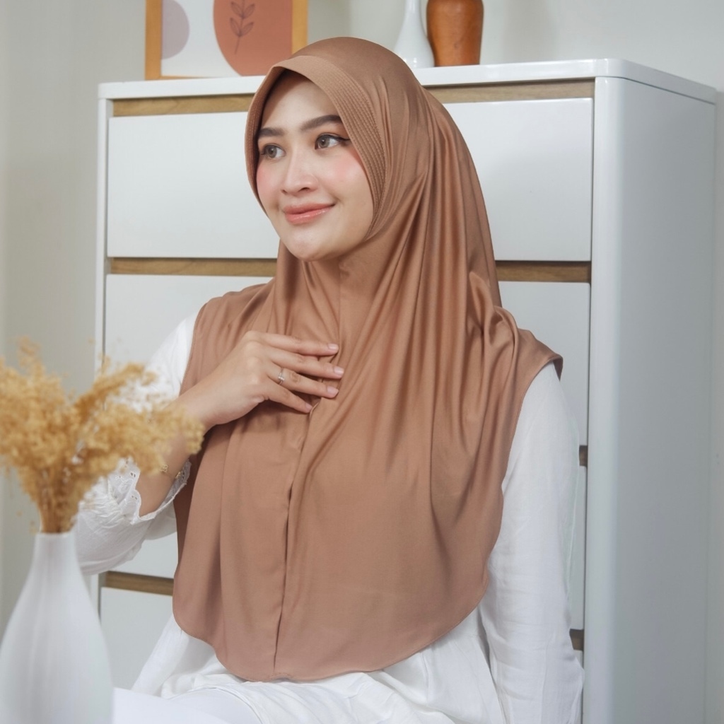 Hijab Bergo Instan Sport Hamidah JERSEY Size XL Panjang Menutup Dada