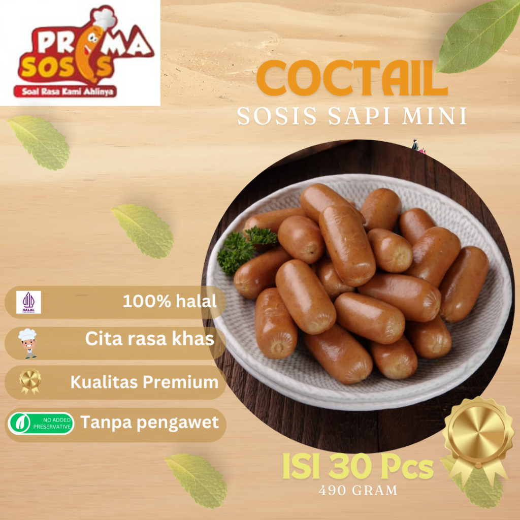 

Sosis Coctail-Prima Premium 30 pcs 490 gr, 100% halal, tanpa pengawet dan pewarna