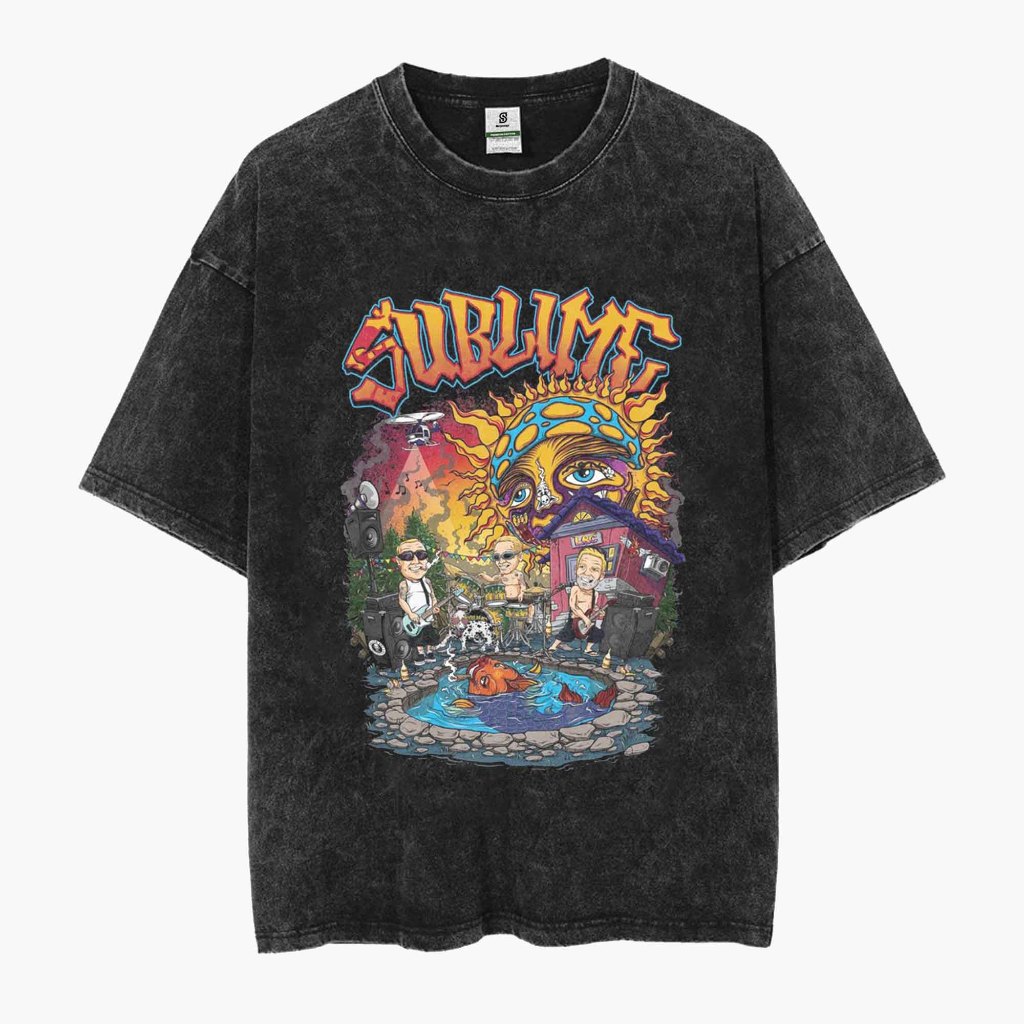 Kaos Band Sublime Style Vintage Oversized Washed tee