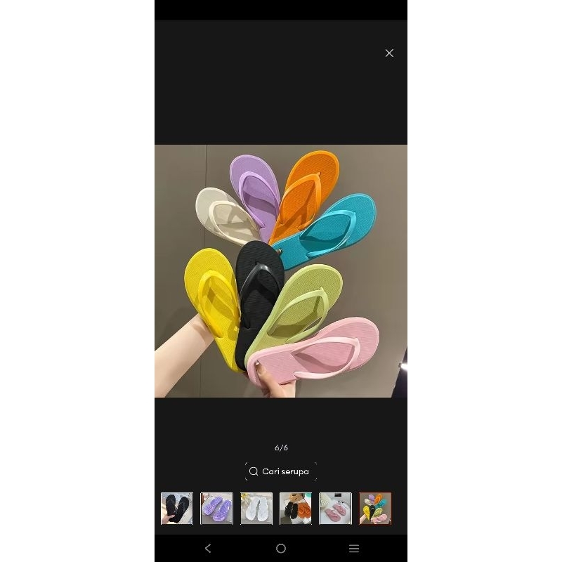 sandal jepit jelly kumplit warna 6pcs (hitam.putih.crem.pink.merah.biru)