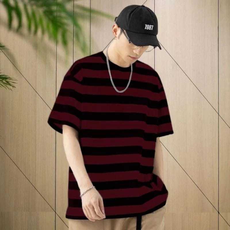 Kaos Salur garis garis Stripe Pria Kaos Baju kaos Distro Baju kaos TerlarisKaos Salur garis garis St