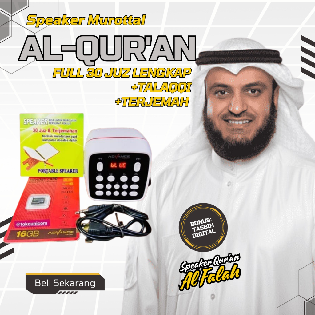 ADVANCE Speaker Murotal Alquran 30 juz Bluetooth Portable Music Box Mini Super Bass TP 621 BT