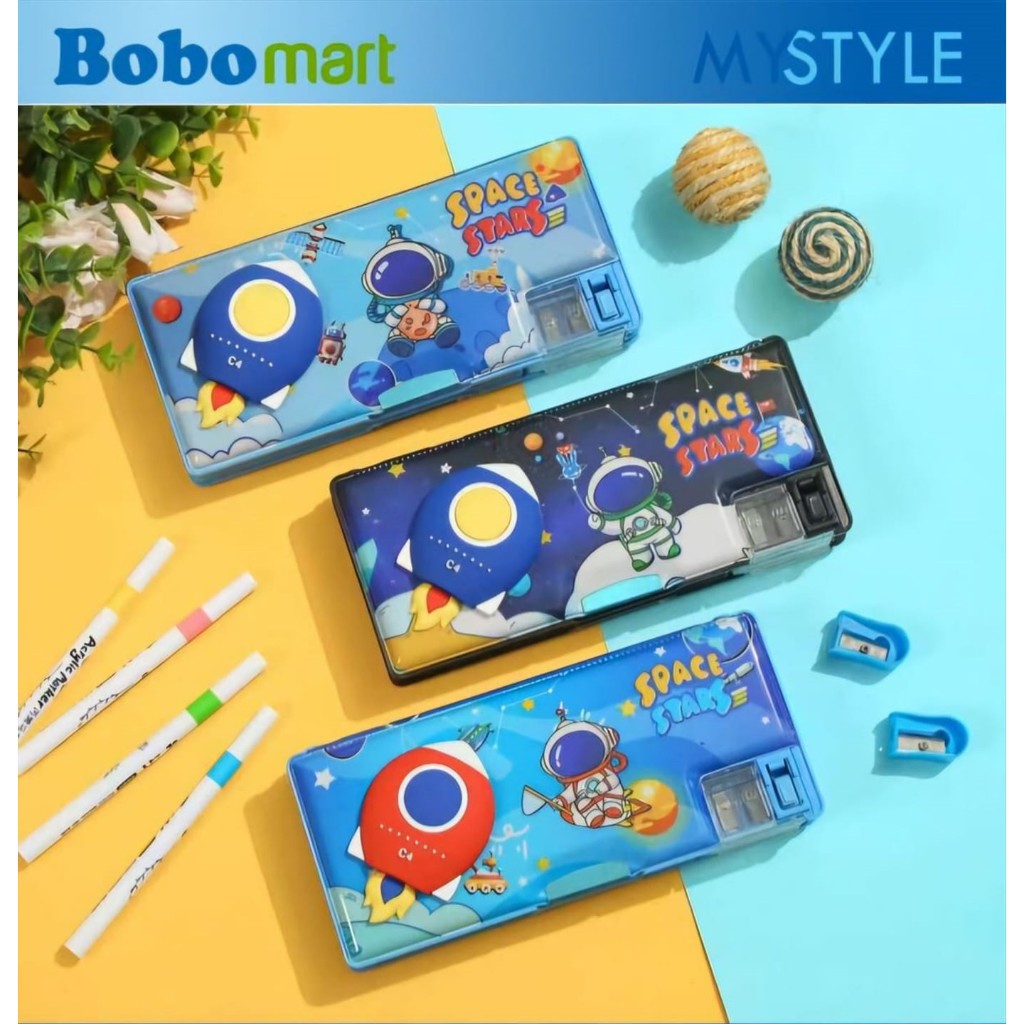 

BOBOMART Kotak Pensil BC-811 Motif Timbul 2 Sisi Space Star Estetik - Kotak Pensil Anak Sekolah