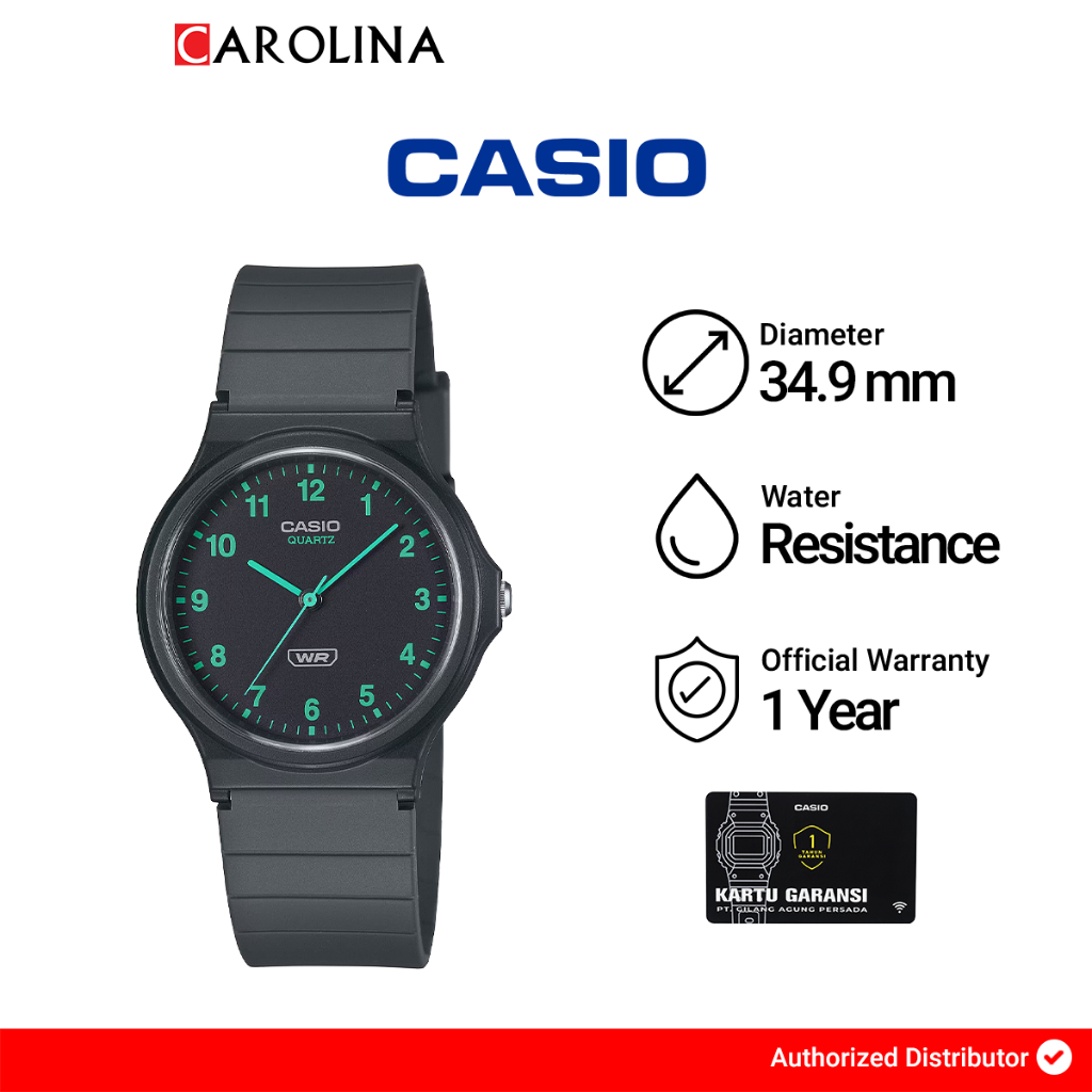 Jam Tangan Pria Casio General MQ-24B-8B Analog Black Dial Black Resin Band