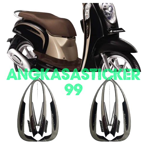 sticker striping body motor honda scoopy stylish 2014 hitam gold