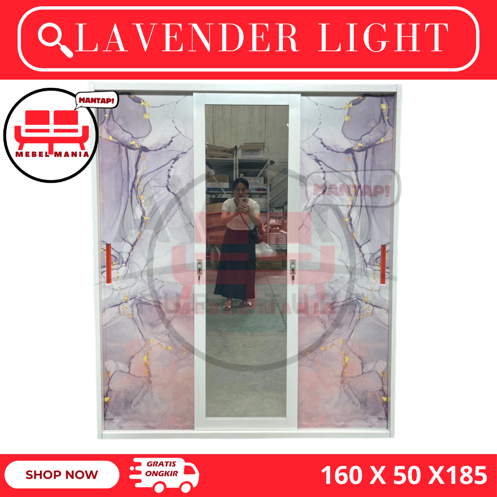 Lemari Baju Besi Sliding - Lemari Baju 3 Pintu 160 cm - Lemari Baju Besi - Lemari Baju Besi Avery - 