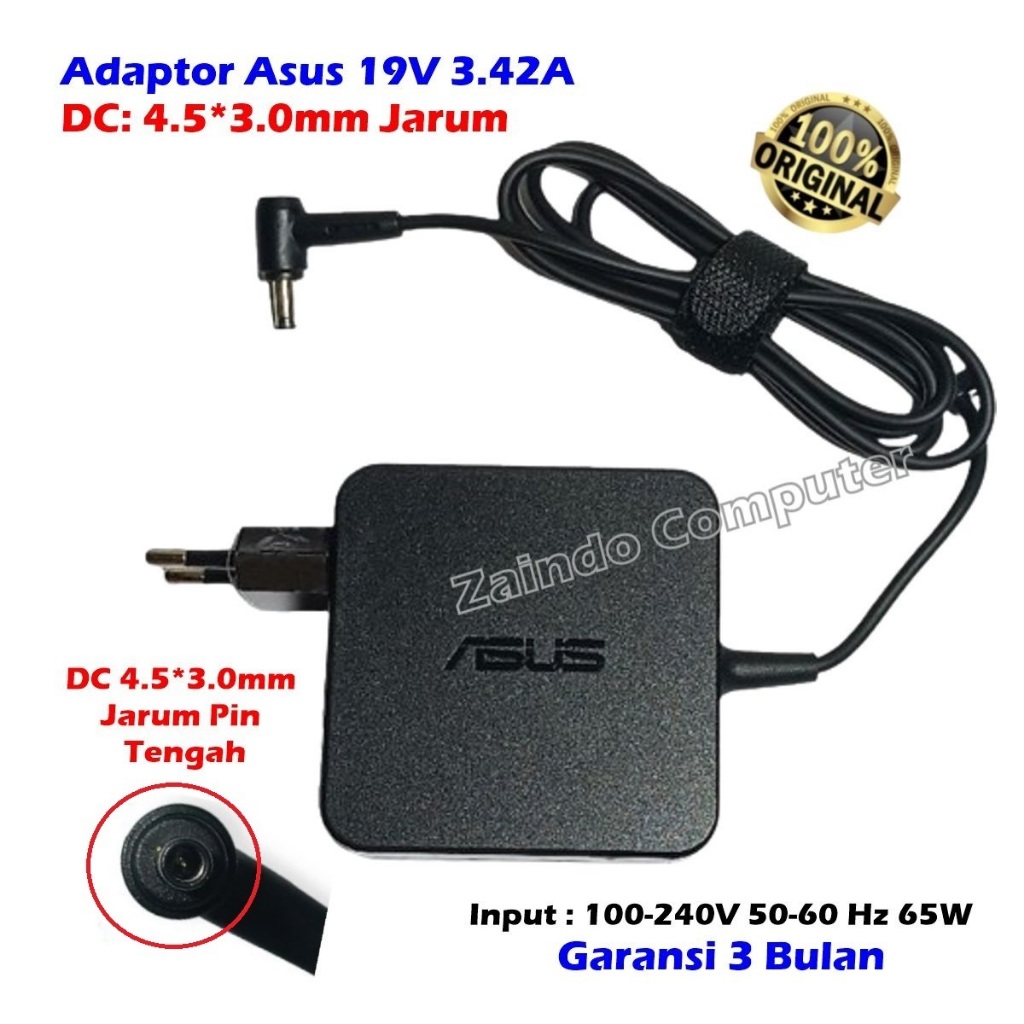 ORIGINAL ADAPTOR ASUS 19V 3.42A 65W 4.5*3.0MM Pu301L P2420 P2420L P2420S UX560UQ-FZ033T Q524 Q524UQ 