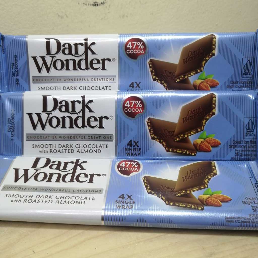 

Dark Wonder Dark Chocolate Bar Almond 56G Coklat almond Promo Diskon