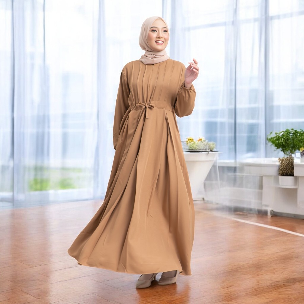 Baju Gamis Muslim Polos Wanita Melia Dress Size S M L XL Jumbo Untuk Daily Busui Wudlu Frienly