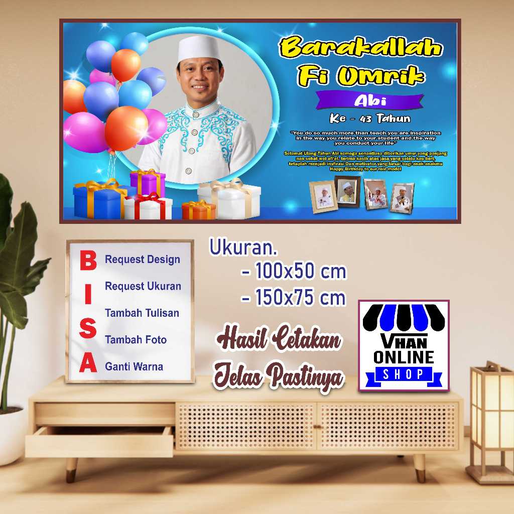 Custom Banner Spanduk MMT Ulang Tahun Guru Bagus Keren