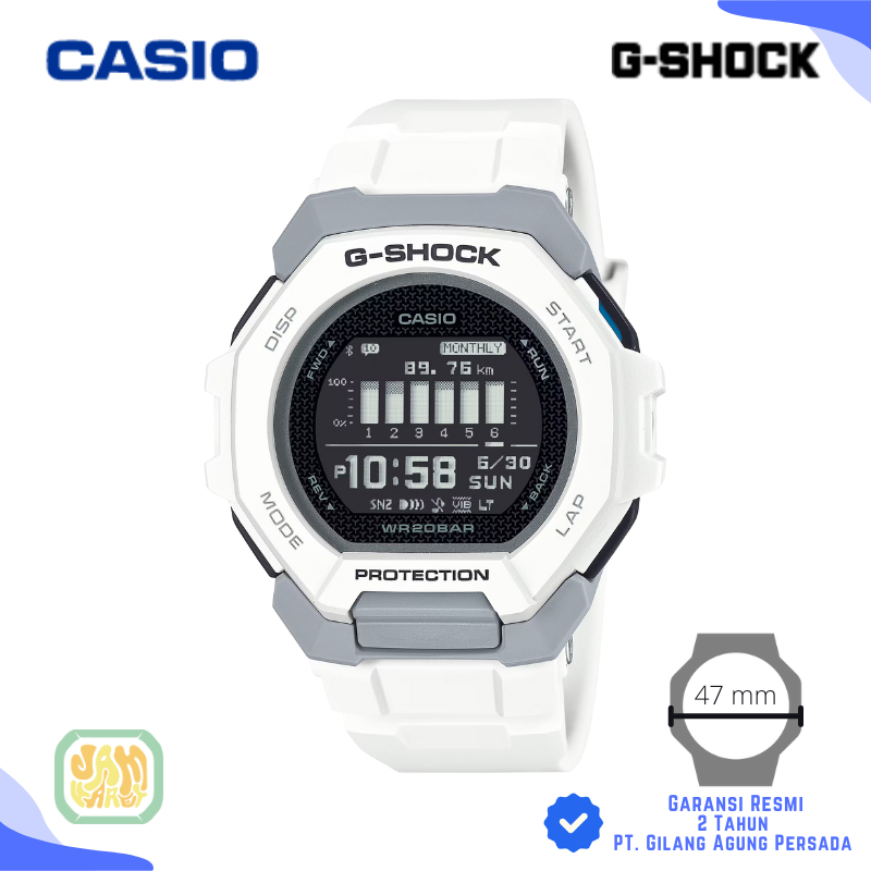 JAM TANGAN PRIA CASIO G-SHOCK GBD-300-7 ORIGINAL - GSHOCK GBD 300 7DR PUTIH BLUETOOTH