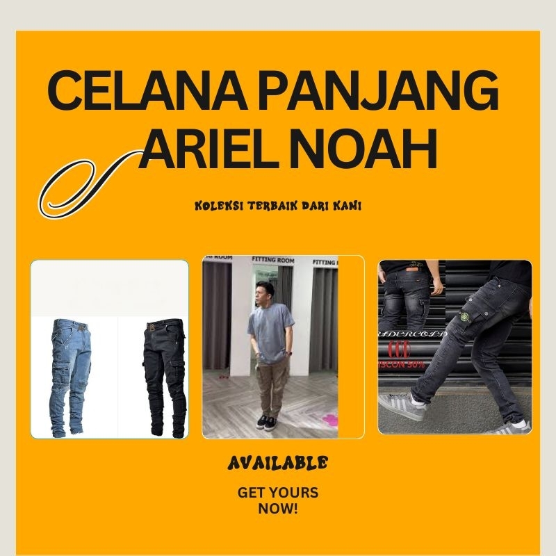 CELANA ARIEL NOAH JEANS PRIA PANJANG CARGO BIKER