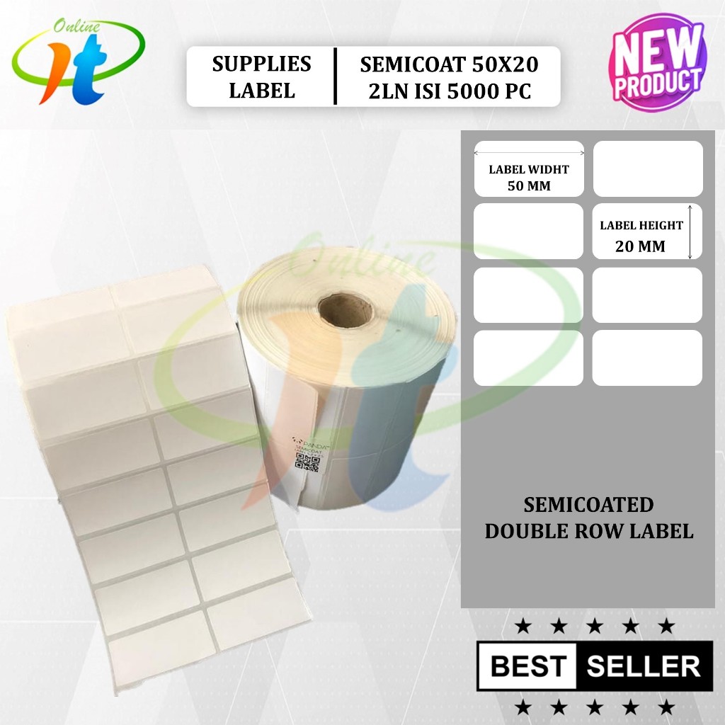

Label Barcode Semicoat 50x20 2 Line Isi 5000 Label Stiker Printer C168 E460 CG408TT PC42T GP1224T