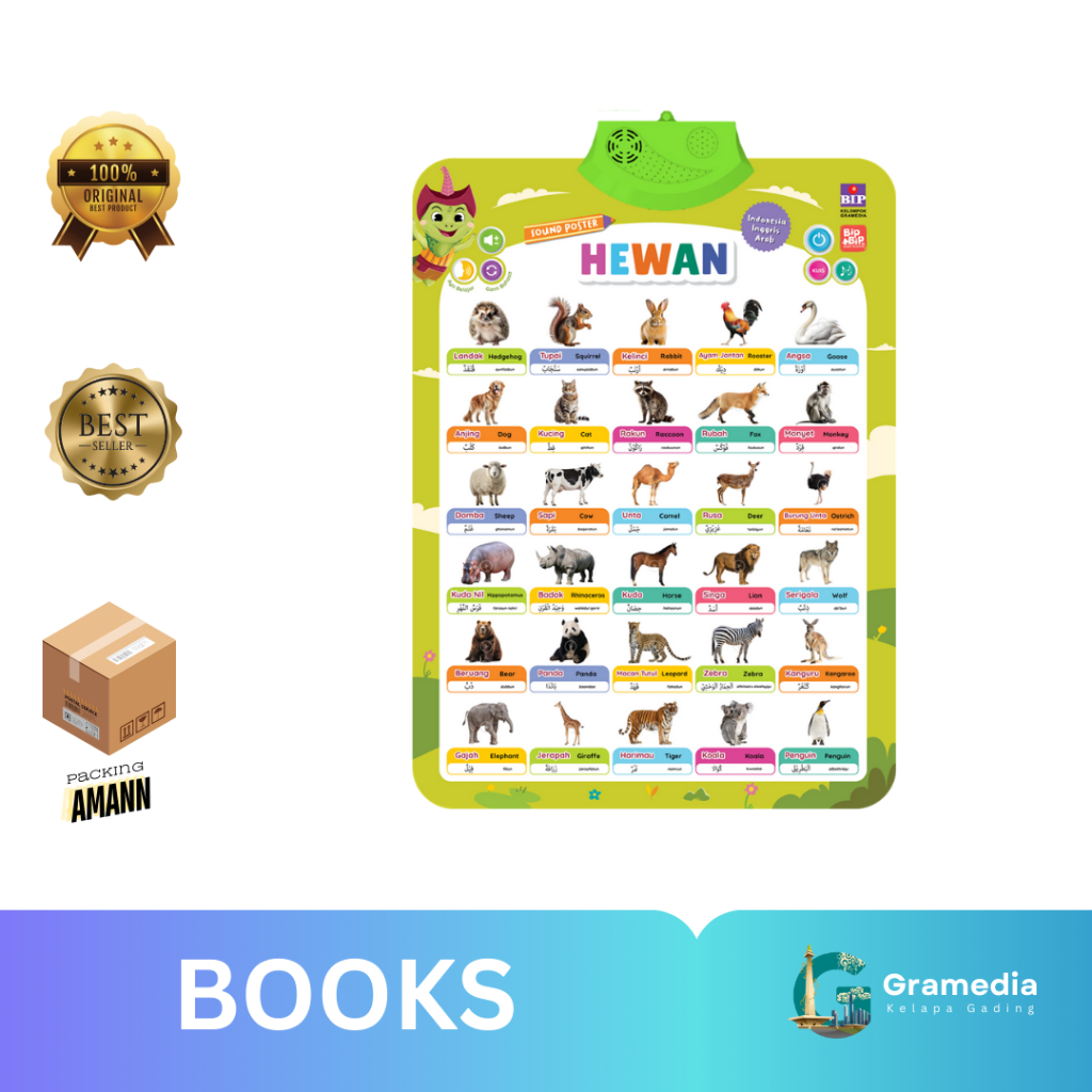 Gramedia MKG - Buku Anak Sound Poster Bip Bip: Hewan (TIM BIP)