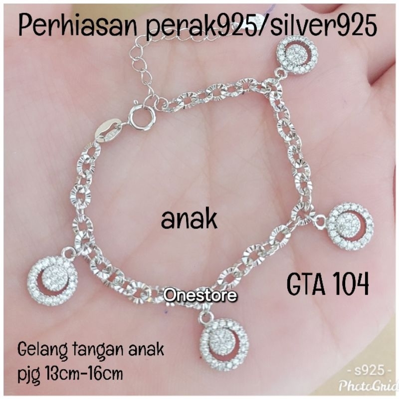 GELANG ANAK PERAK 925 LAPIS MAS PUTIH GELANG GANTUNG BULAT MATA GTA 104