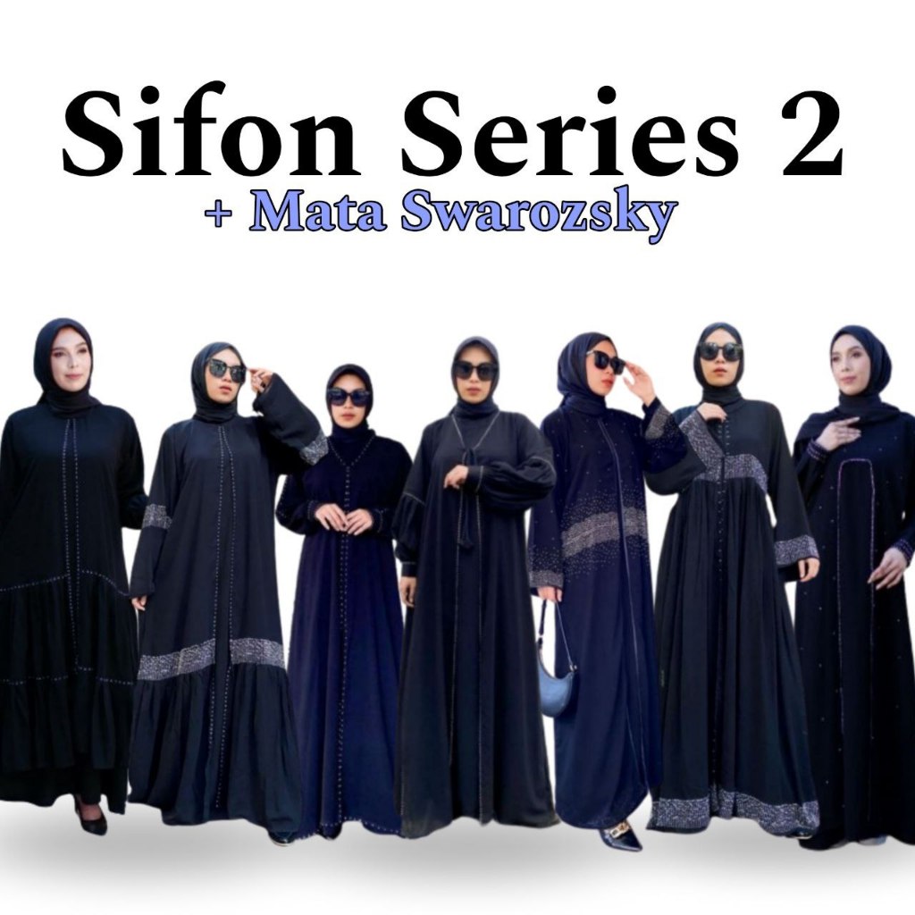 Galeri Lyla Abaya Hitam Gamis Saudi Jetblack Premium Bordir Sifon Maxy Swarozsky - SIFON SERIES