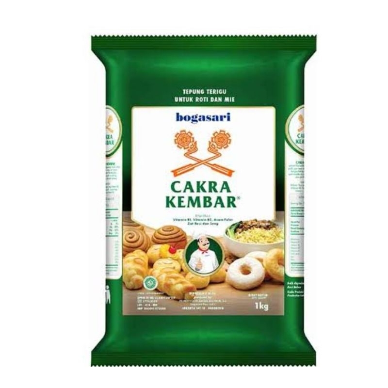 

Tepung Terigu Cakra Kembar 1 kg / Tepung Protein Tinggi untuk Roti dan Kue