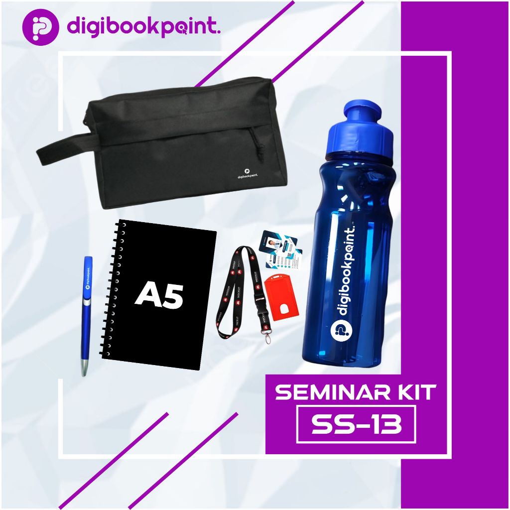 

Paket Seminar Kit Custom - Pouch Kombinasi D300, Tumbler, Pulpen, Notebook Hardcover A5, Lanyard, ID Card PVC, Case - SS 13