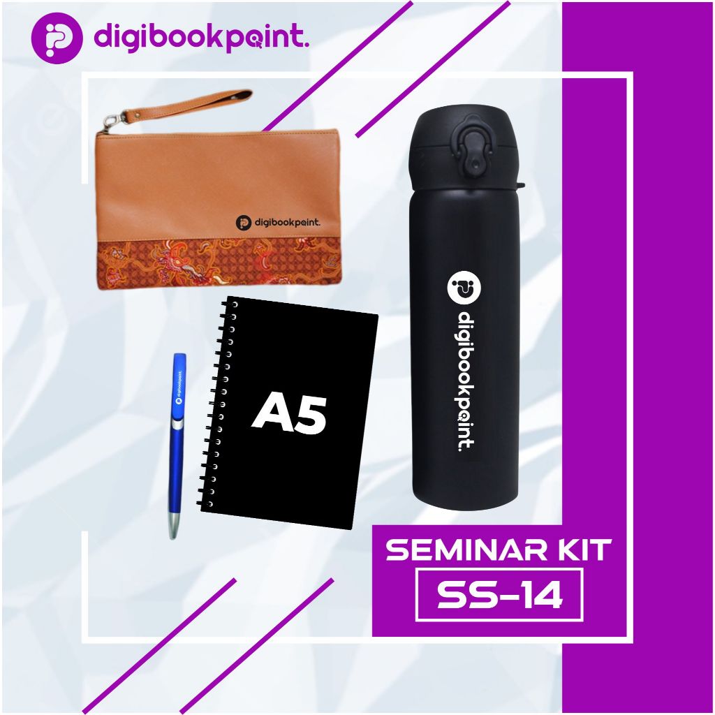 

Paket Seminar Kit Custom - Pouch Kombinasi Imitasi, Tumbler, Pulpen, Notebook Hardcover A5, Paket Lanyard ID Card - SS 14