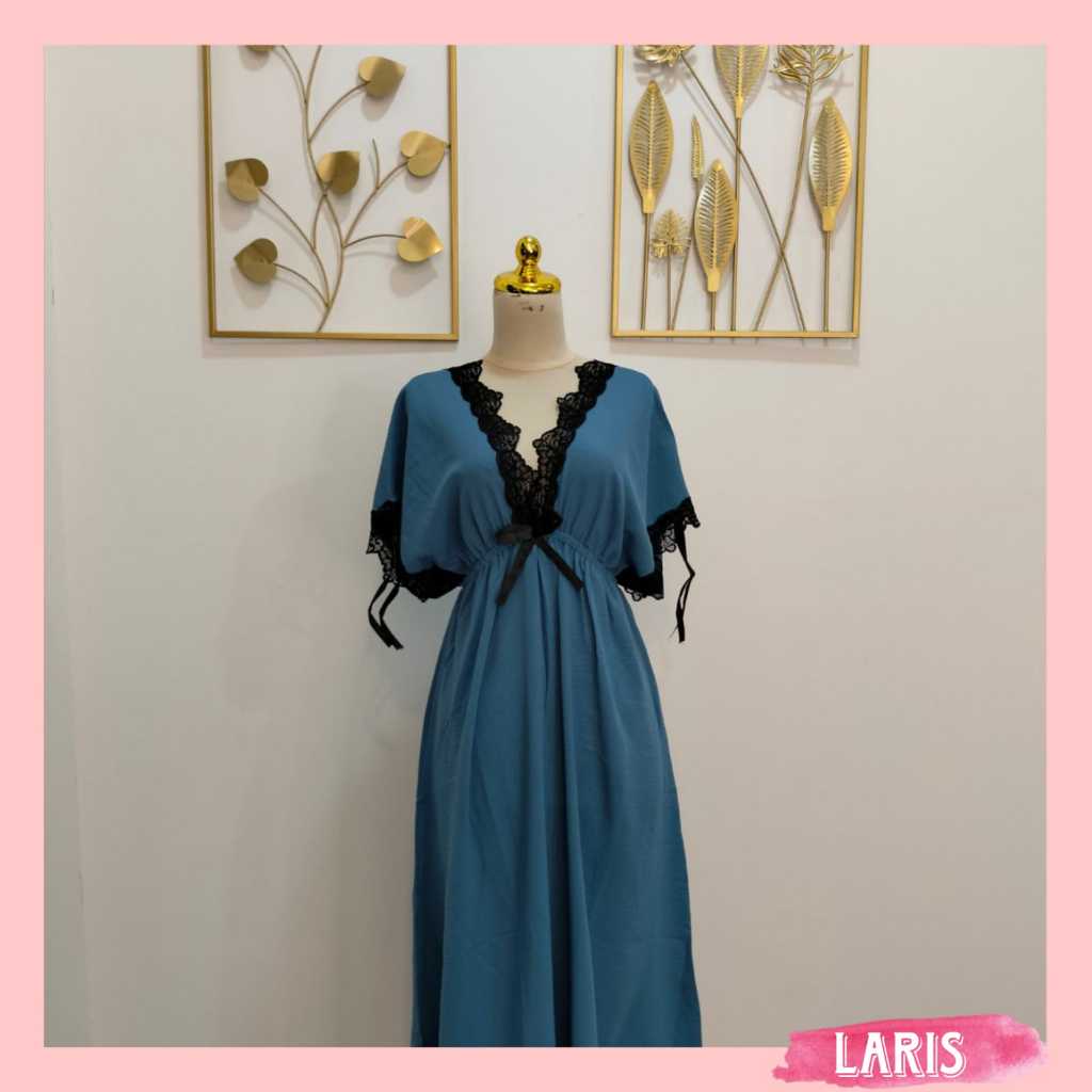 Laris - Dress crinkle  Wanita Jumbo PY 378 / midi dress crinkle Jumbo wanita