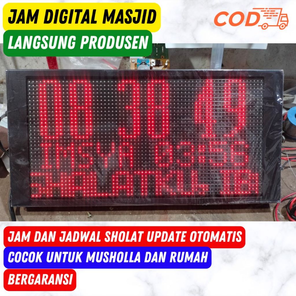 LANGSUNG PRODUSEN jam digital masjid jadwal sholat tulisan berjalan | Jam Jadwal Sholat Otomatis