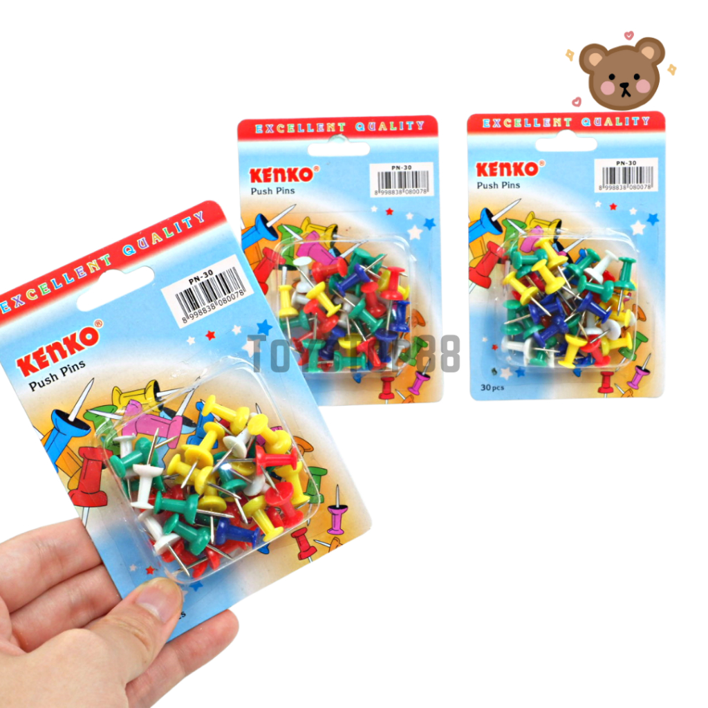 

Push Pins Kenko PN-30 - Jarum Tekan Paku Pin Warna Warni 30 pcs