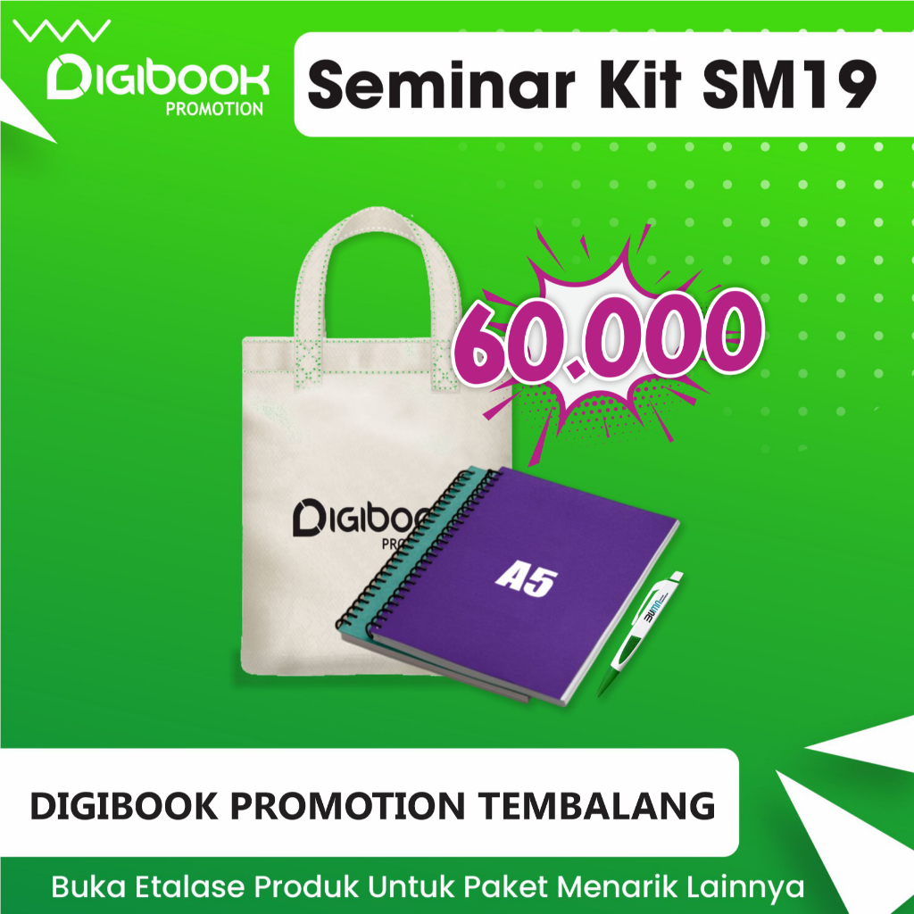 

Tas Canvas, Notebook A5, Pulpen Sablon | Custom Paket Seminar Kit isi 3 | SM19