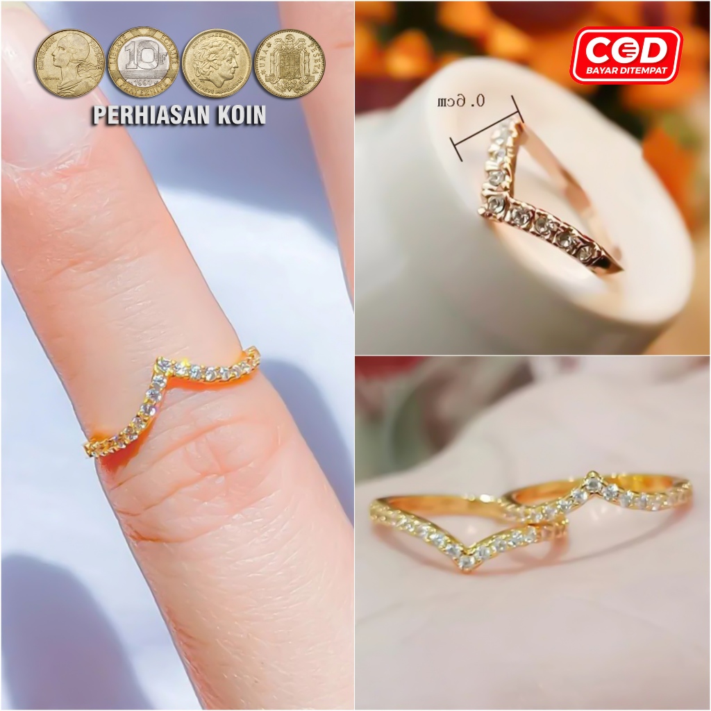 Cincin Fuji Titanium Viral Murah Permata V Bahan Koin