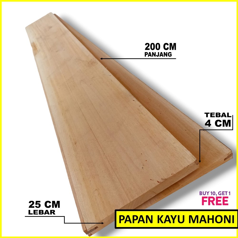 Papan Kayu Mahoni Panjang 200Cm Serut Halus Tebal Bahan Kursi Meja