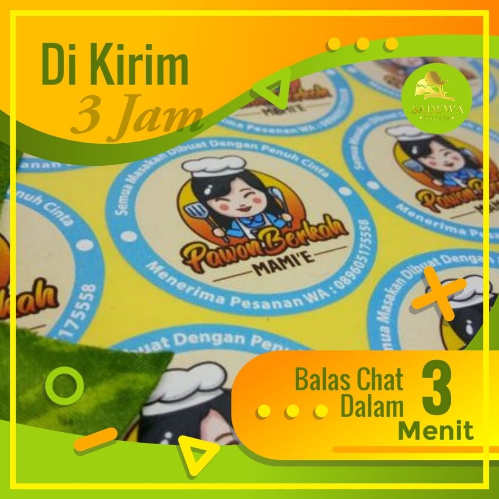 SBC 2-7 Cetak Stiker Logo Olshop Custom Sticker Label Makanan Nasi Box