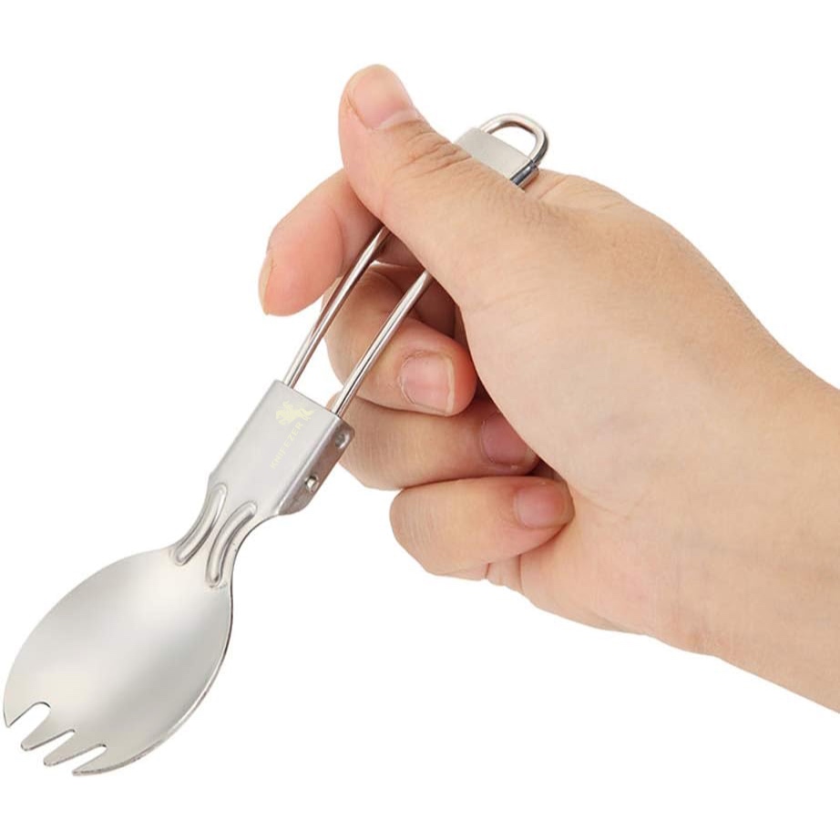 Foldable Spoon Fork Sendok Garpu Lipat Stainless Steel Sendok Lipat Multitools Stainless Steel Sendo
