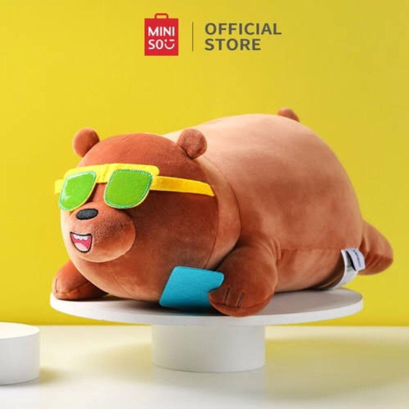 Miniso Grizz We Bare Bear Plush Toy / Miniso grizz boneka lucu
