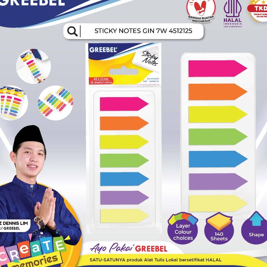 

TERMURAH GREEBEL STICKY NOTES GIN 7W 4512125Memo Pad NoteDIY PlannerKertas Bentuk Warna warni