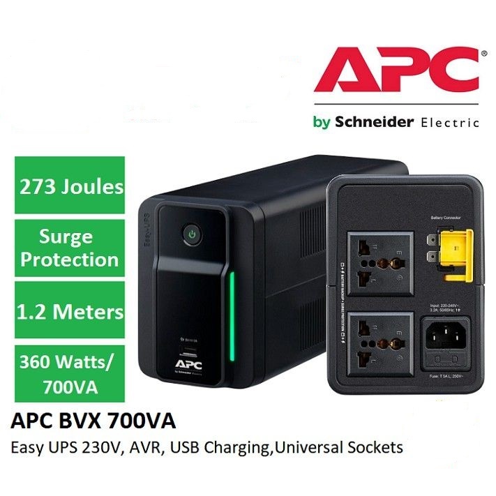 UPS APC BVX700LUI-MS BVX700 700VA 700 360W-UPS APC 700 VA